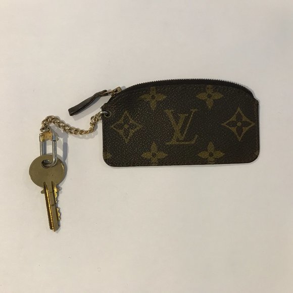 Louis Vuitton Authentic Monogram MINI blue Key Chain Coin Purse Wallet Auth  LV